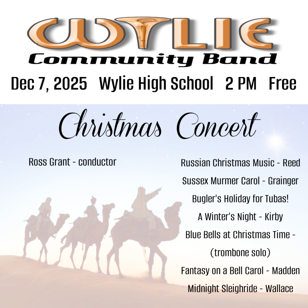 Wylie Community Band - Christmas Concert Flyer 2025 - December 7 2025 Wylie High School 2pm