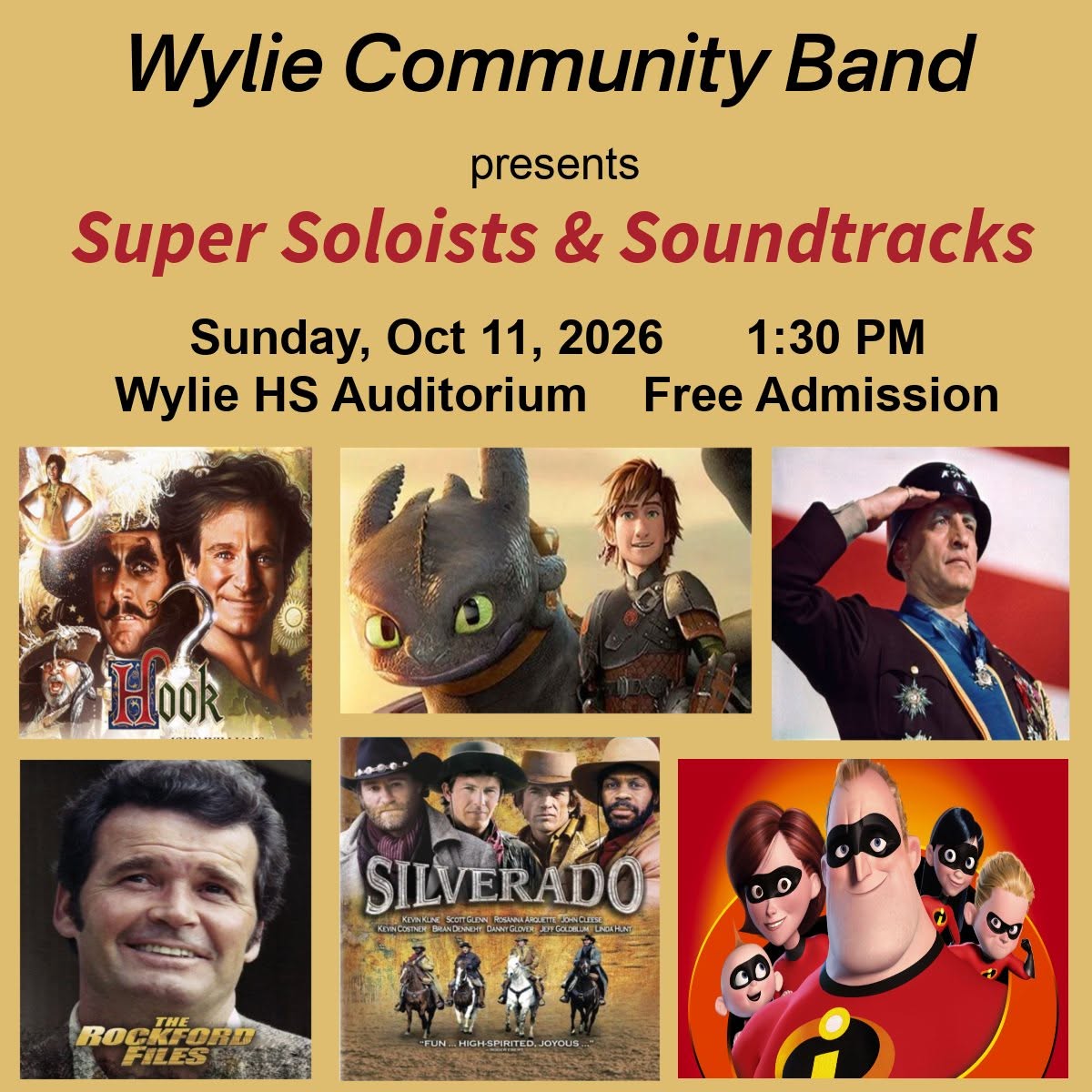 Wylie Community Band - October 11 2026 Concert Flyer